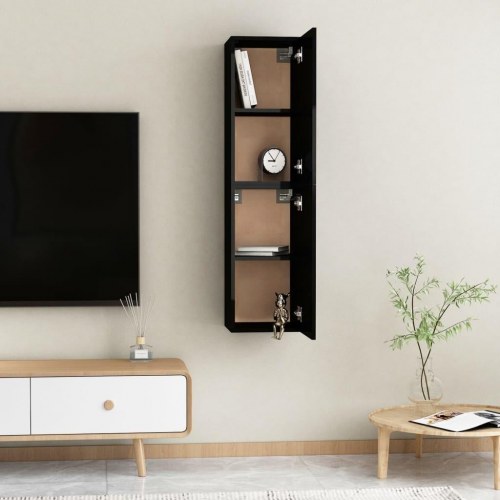 Tv-borde 2 stk. 30,5x30x60 cm konstrueret træ sort højglans