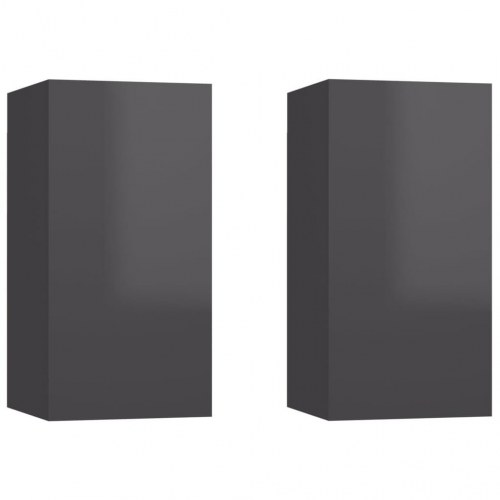 Tv-borde 2 stk. 30,5x30x60 cm konstrueret træ grå højglans