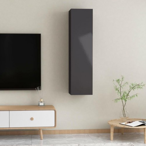 Tv-borde 2 stk. 30,5x30x60 cm konstrueret træ grå højglans