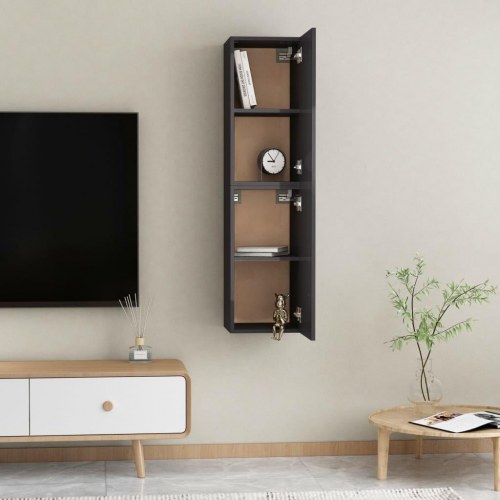 Tv-borde 2 stk. 30,5x30x60 cm konstrueret træ grå højglans