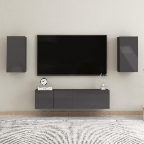 Tv-borde 2 stk. 30,5x30x60 cm konstrueret træ grå højglans
