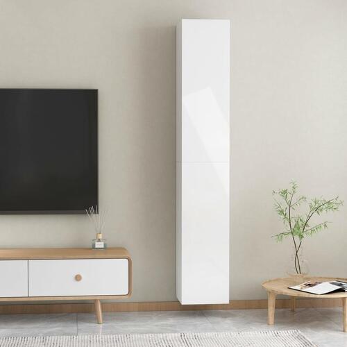 Tv-borde 2 stk. 30,5x30x90 cm konstrueret træ hvid højglans