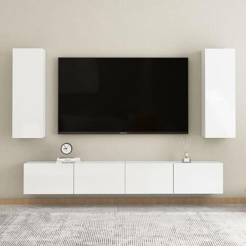 Tv-borde 2 stk. 30,5x30x90 cm konstrueret træ hvid højglans