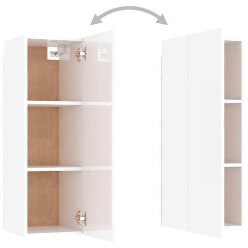 Tv-borde 2 stk. 30,5x30x90 cm konstrueret træ hvid højglans