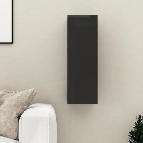 Tv-bord 30,5x30x90 cm konstrueret træ sort højglans