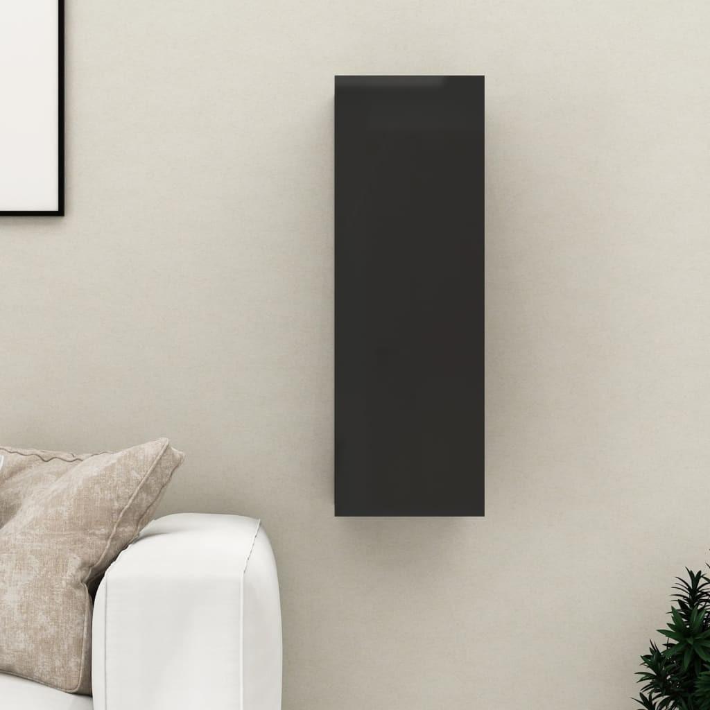 Tv-bord 30,5x30x90 cm konstrueret træ sort højglans