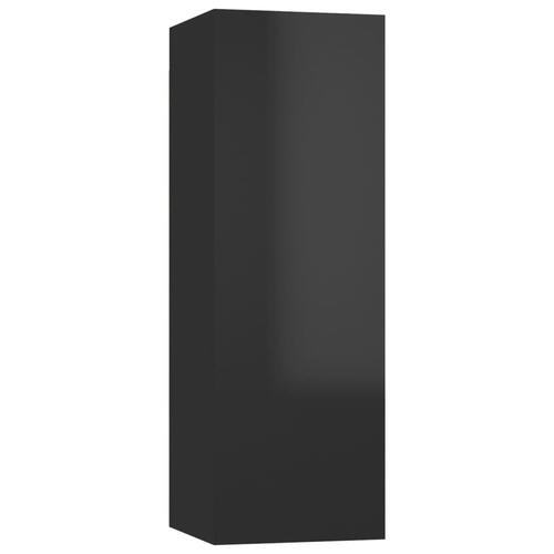 Tv-bord 30,5x30x90 cm konstrueret træ sort højglans