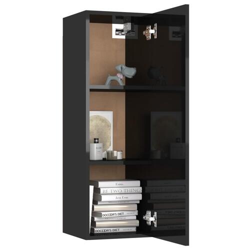 Tv-bord 30,5x30x90 cm konstrueret træ sort højglans