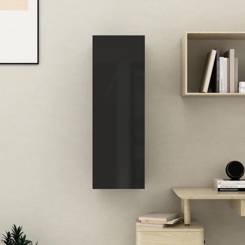 Tv-bord 30,5x30x90 cm konstrueret træ sort højglans