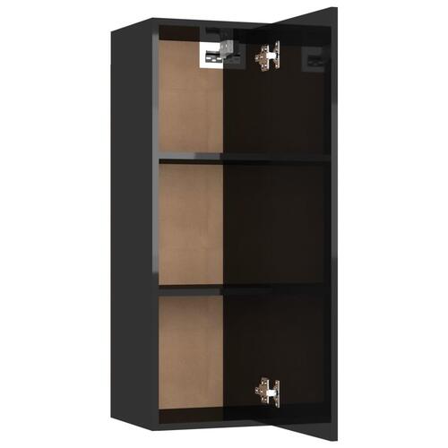 Tv-bord 30,5x30x90 cm konstrueret træ sort højglans