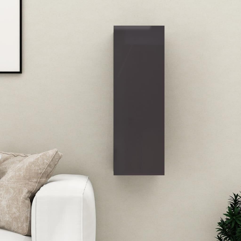Tv-bord 30,5x30x90 cm konstrueret træ grå højglans