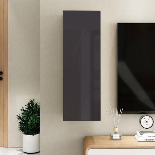 Tv-bord 30,5x30x90 cm konstrueret træ grå højglans