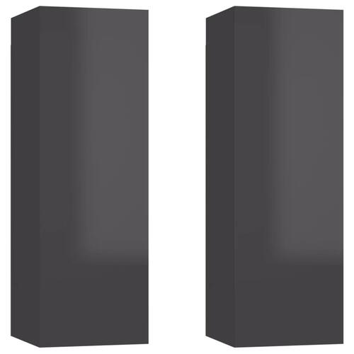 Tv-borde 2 stk. 30,5x30x90 cm konstrueret træ grå højglans