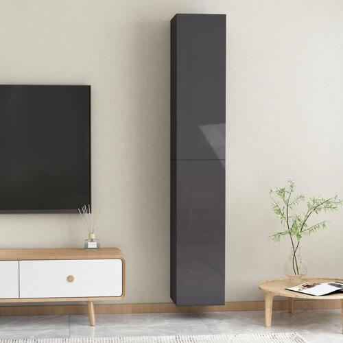 Tv-borde 2 stk. 30,5x30x90 cm konstrueret træ grå højglans