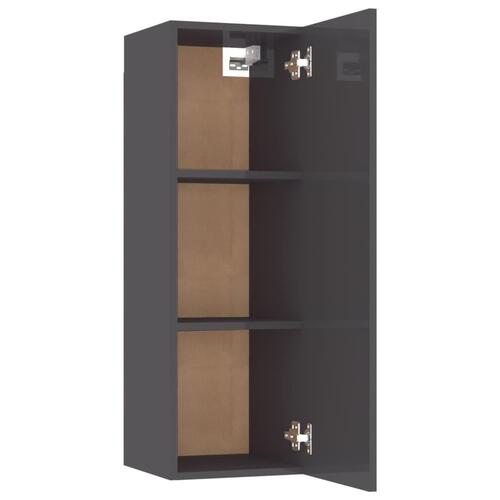 Tv-borde 2 stk. 30,5x30x90 cm konstrueret træ grå højglans