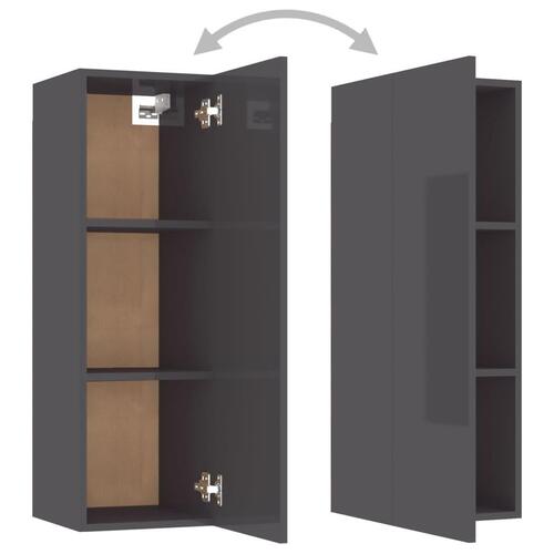 Tv-borde 2 stk. 30,5x30x90 cm konstrueret træ grå højglans