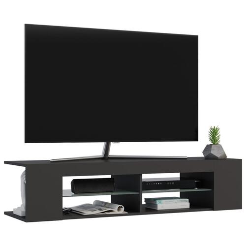 Tv-skab med LED-lys 135x39x30 cm grå