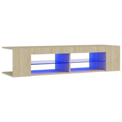 Tv-bord med LED-lys 135x39x30 cm sonoma-eg