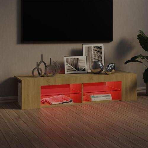 Tv-bord med LED-lys 135x39x30 cm sonoma-eg