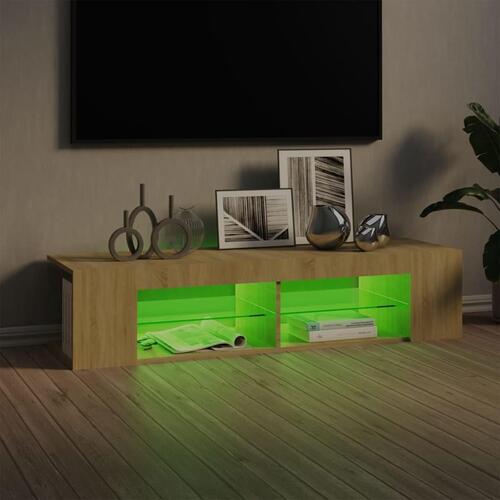 Tv-bord med LED-lys 135x39x30 cm sonoma-eg