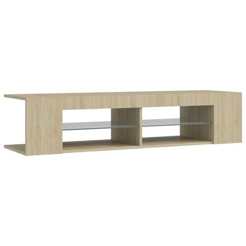 Tv-bord med LED-lys 135x39x30 cm sonoma-eg
