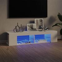Tv-skab med LED-lys 135x39x30 cm hvid højglans
