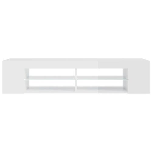 Tv-skab med LED-lys 135x39x30 cm hvid højglans