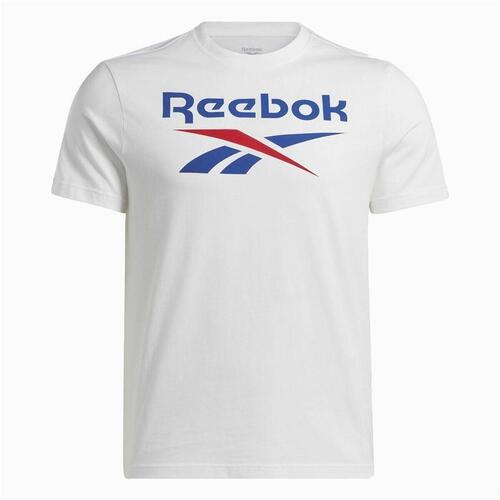 Kortærmet T-shirt til Mænd Reebok Identity Big Stacked Logo Hvid XL
