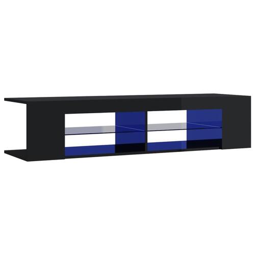 Tv-skab med LED-lys 135x39x30 cm sort højglans