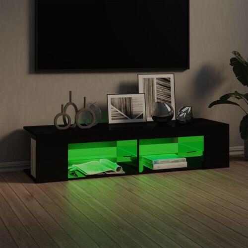 Tv-skab med LED-lys 135x39x30 cm sort højglans