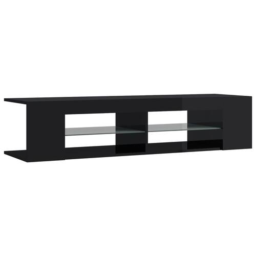 Tv-skab med LED-lys 135x39x30 cm sort højglans