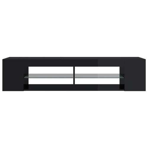 Tv-skab med LED-lys 135x39x30 cm sort højglans