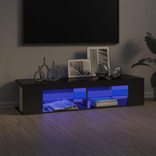 Tv-skab med LED-lys 135x39x30 cm grå højglans