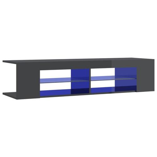 Tv-skab med LED-lys 135x39x30 cm grå højglans