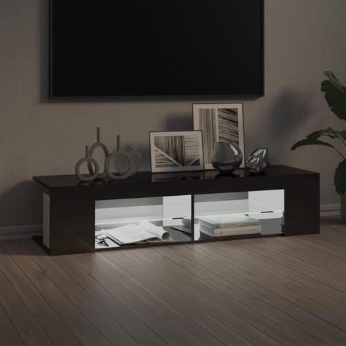 Tv-skab med LED-lys 135x39x30 cm grå højglans