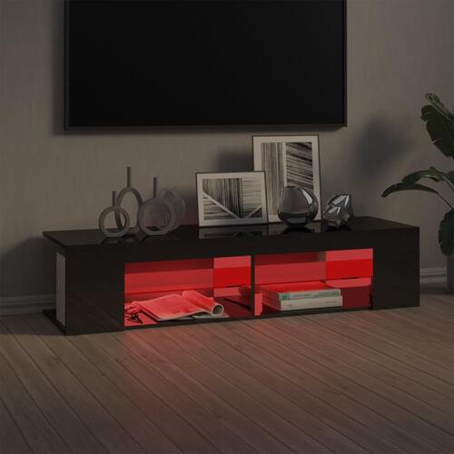 Tv-skab med LED-lys 135x39x30 cm grå højglans