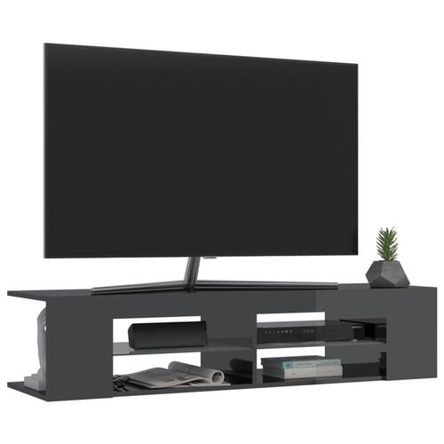 Tv-skab med LED-lys 135x39x30 cm grå højglans