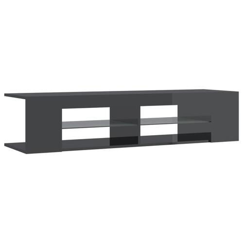 Tv-skab med LED-lys 135x39x30 cm grå højglans