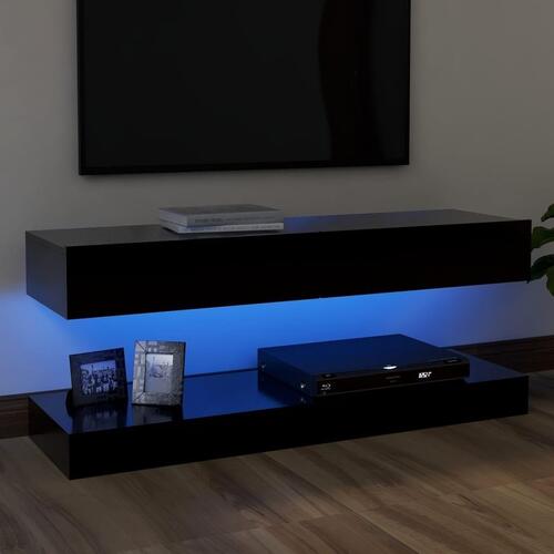 Tv-skab med LED-lys 120x35 cm sort
