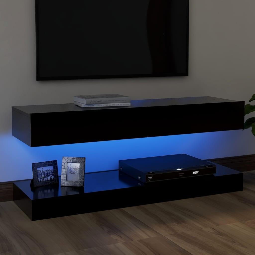 Tv-skab med LED-lys 120x35 cm sort