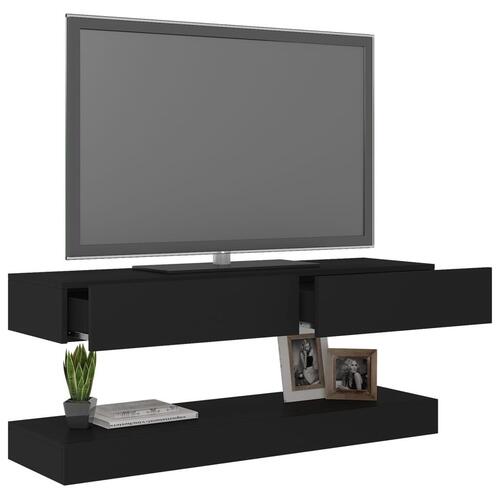 Tv-skab med LED-lys 120x35 cm sort