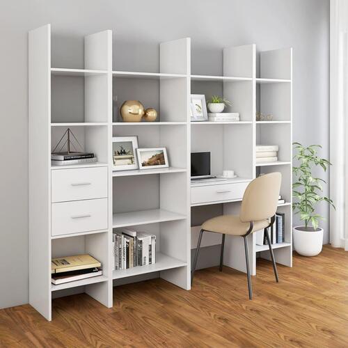 Bogreol 40x35x180 cm konstrueret træ hvid