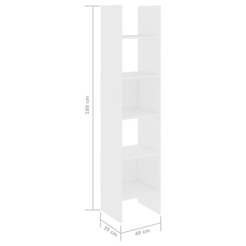 Bogreol 40x35x180 cm konstrueret træ hvid