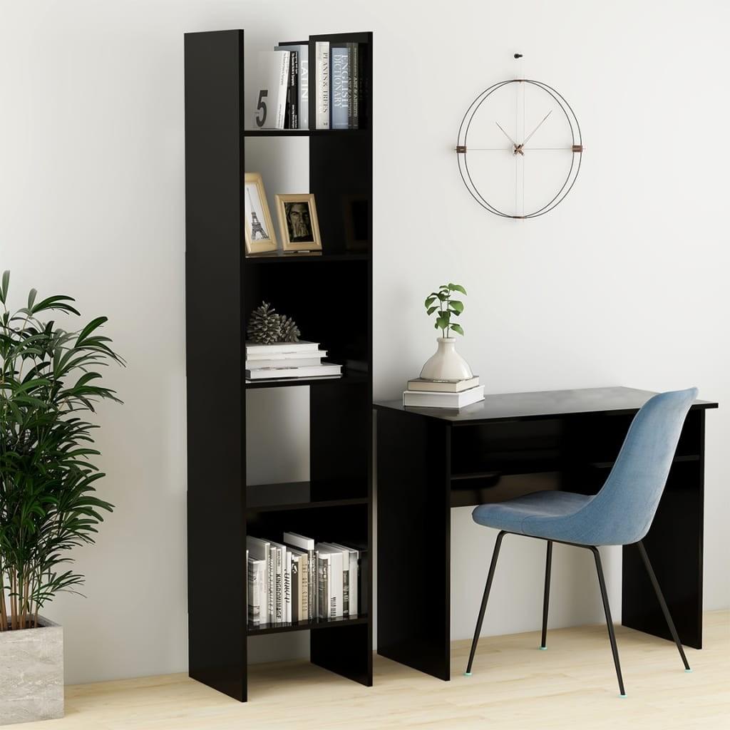 Bogreol 40x35x180 cm konstrueret træ sort
