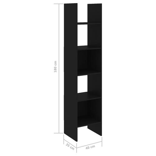 Bogreol 40x35x180 cm konstrueret træ sort