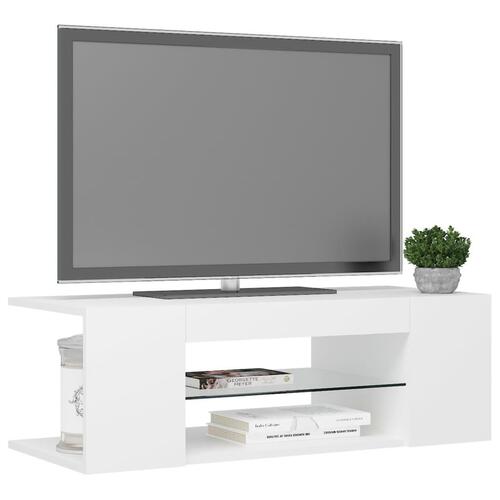 Tv-skab med LED-lys 90x39x30 cm hvid