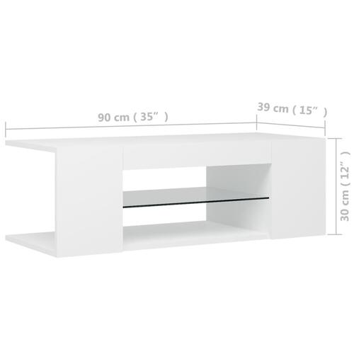 Tv-skab med LED-lys 90x39x30 cm hvid