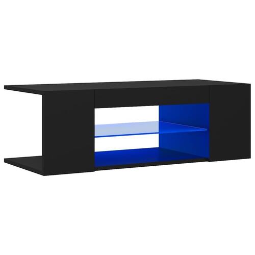 Tv-bord med LED-lys 90x39x30 cm sort