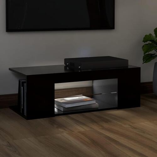 Tv-bord med LED-lys 90x39x30 cm sort