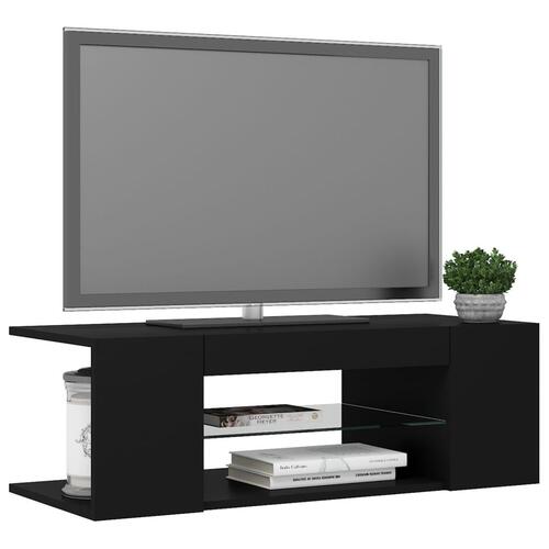 Tv-bord med LED-lys 90x39x30 cm sort